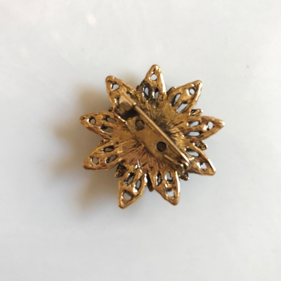 Blue Multi Stone Flower Brooch Pin - Picture 4 of 10